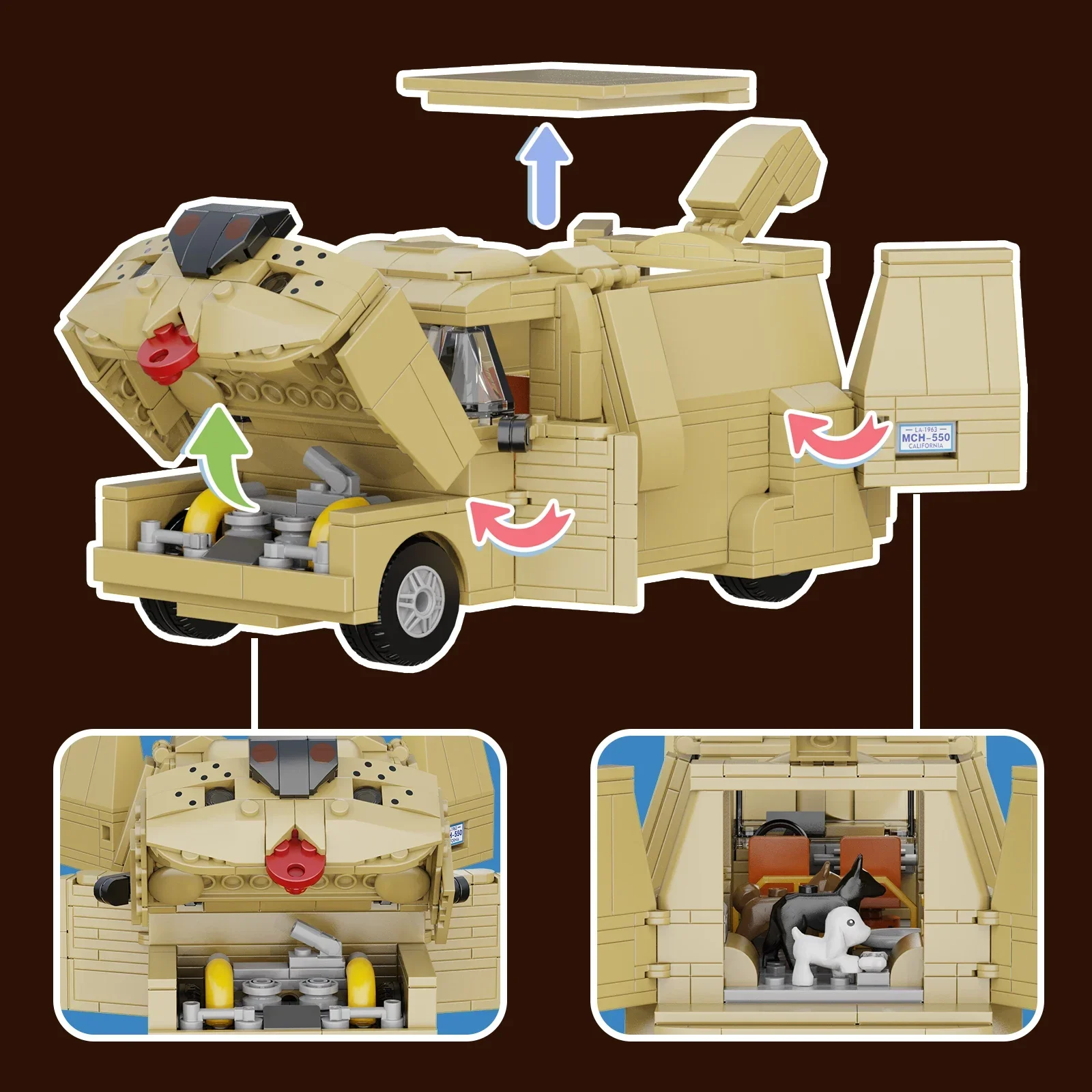 

Dog Cart Building Blocks Set Movie Van Car Model Creative Toy Vehicle Collection 499 Pieces Bricks Toys for Kids Christmas Gifts