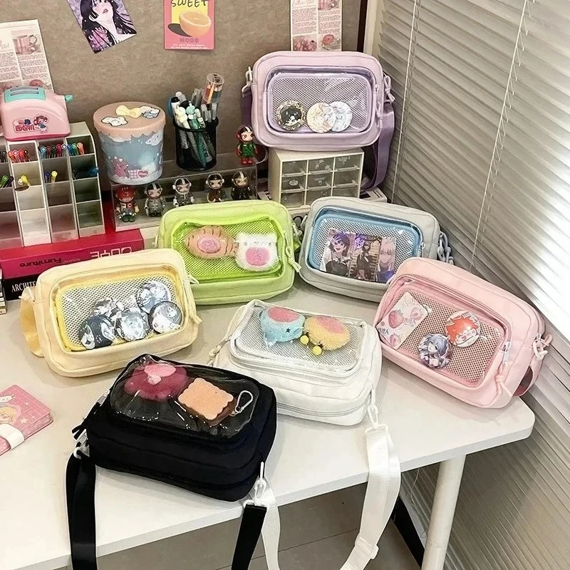 

Ita Bag Japanese Teenage Girls Crossbody Bags Sweet Cute Transparent Canvas Shoulder Bag Autum All Match Simple Bolsa Сумка