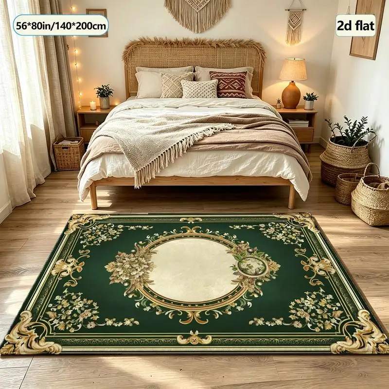 1 Piece ornate traditional floral medallion woven rug, soft and comfortable, suitable for all seasons, lightweight and easy to maintain, decor for living room, bedroom, dining room, autumn, winter