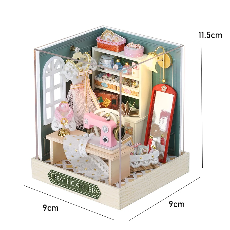 Mini-Puppenhaus, DIY, kleines Haus, Kit, handgefertigt, 3D-Puzzle, Montage, Modellbau, Zimmer, Schlafzimmer, Dekoration, Holzhandwerk, Geburtstagsgeschenk