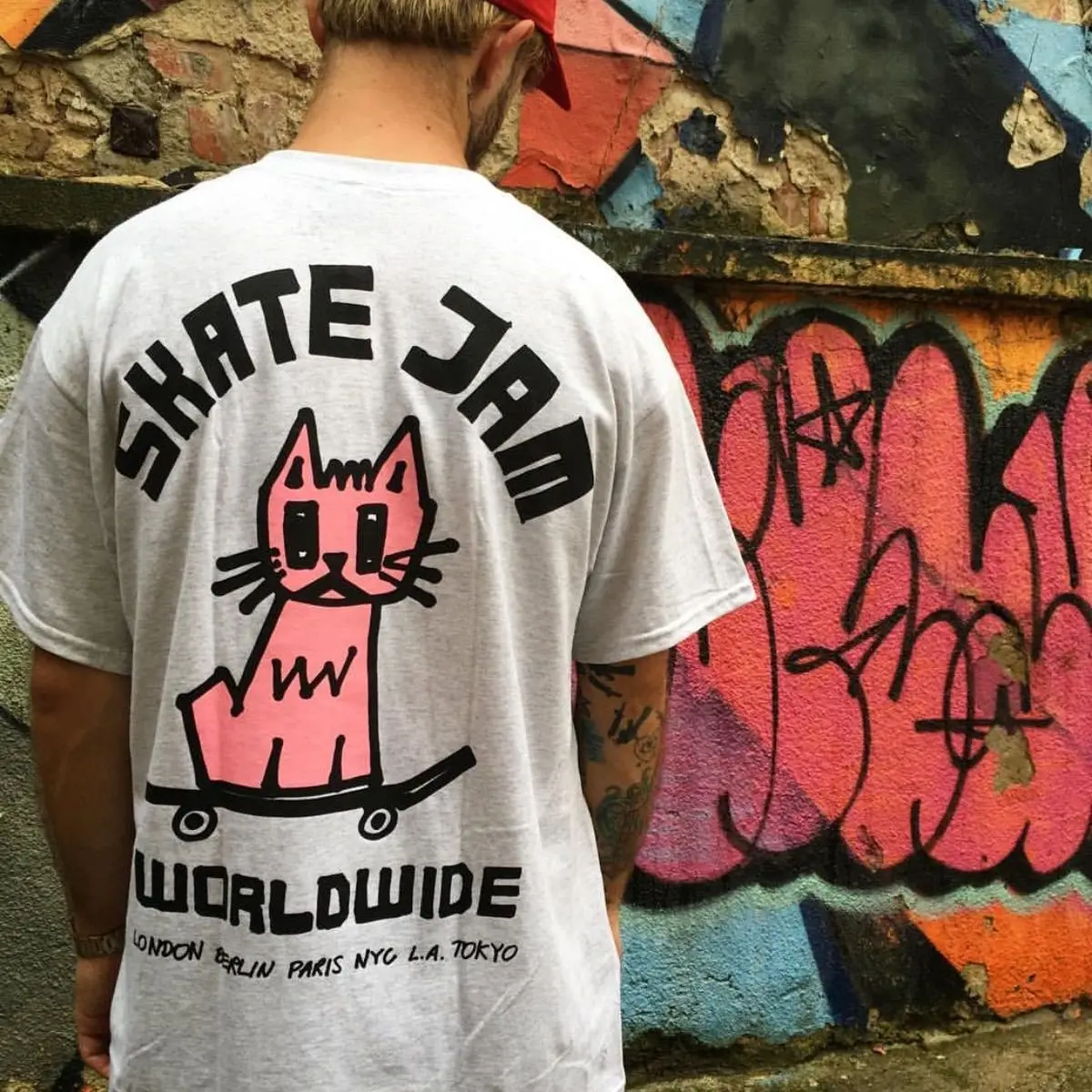 White  Cartoon Design Short Sleeve T-Shirt Couple Matching Summer Tops Cotton round Neck UV Protection Fashionable Unisex