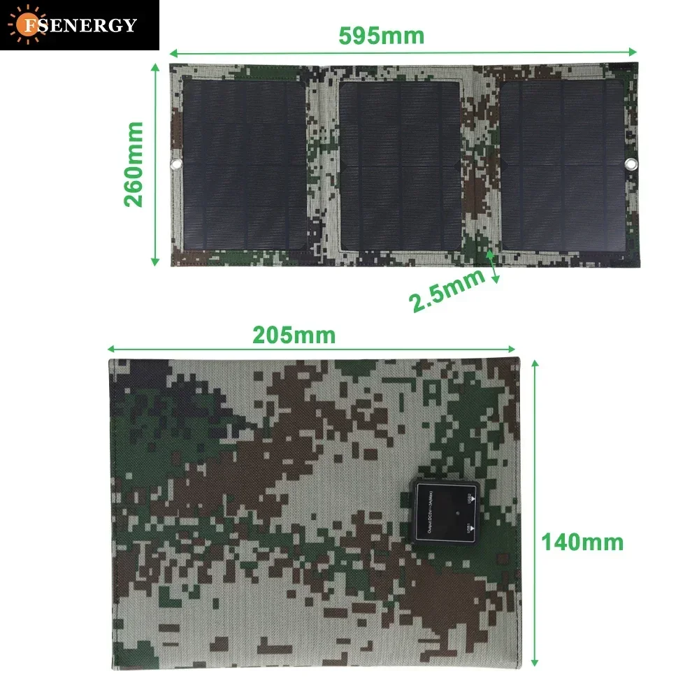 Camouflage Solar Panels for Walkway Light Camping Boat Portable 21w DC Solar Panel Foldable Monocrystalline