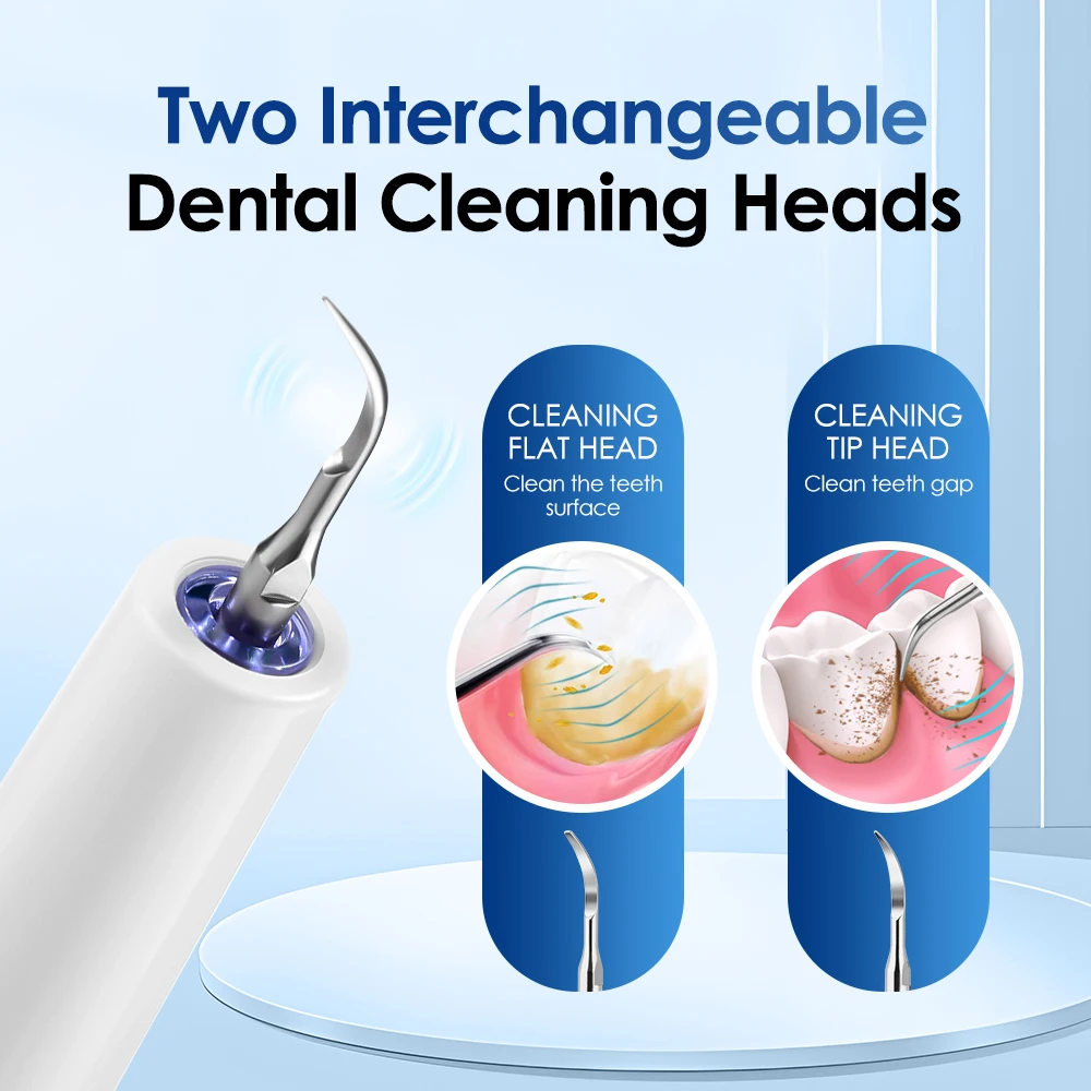 Ultrasonic Dental Calculus Remover Electric Teeth Cleaner Vibration Teeth Plaque Scaler Tartar Removal Oral Care Deep Clean Tool