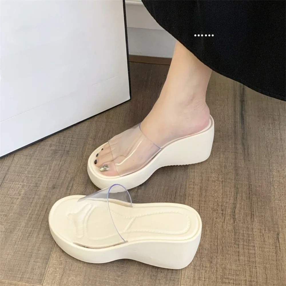 Höhenverstellbare Plattform-Pantoffeln Transparente Rutschfeste Sommer-Strandsandalen Weiche Sohle Leichte Damen-Hausschuhe – Detail 11