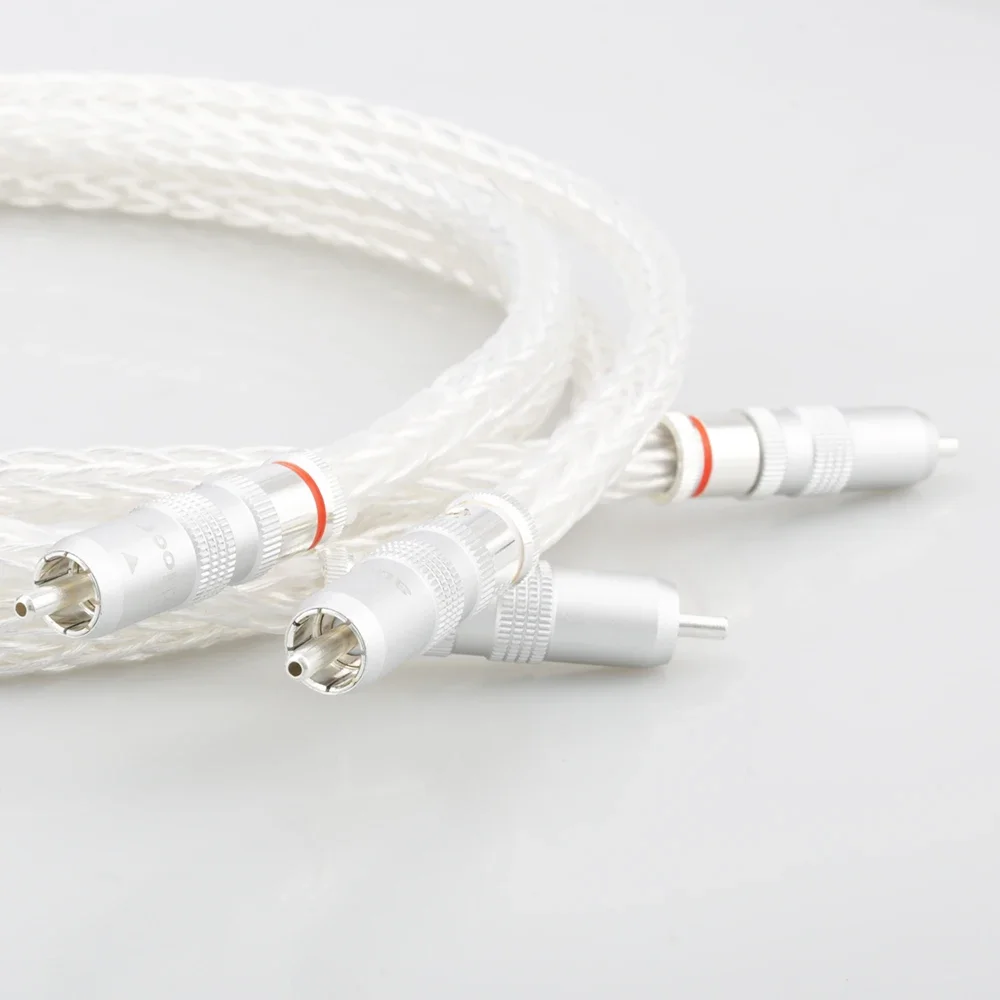 Audiocrast OCC plateado 8AG RCA Cable analógico interconexión Cable de extensión de audio y vídeo con enchufe plateado