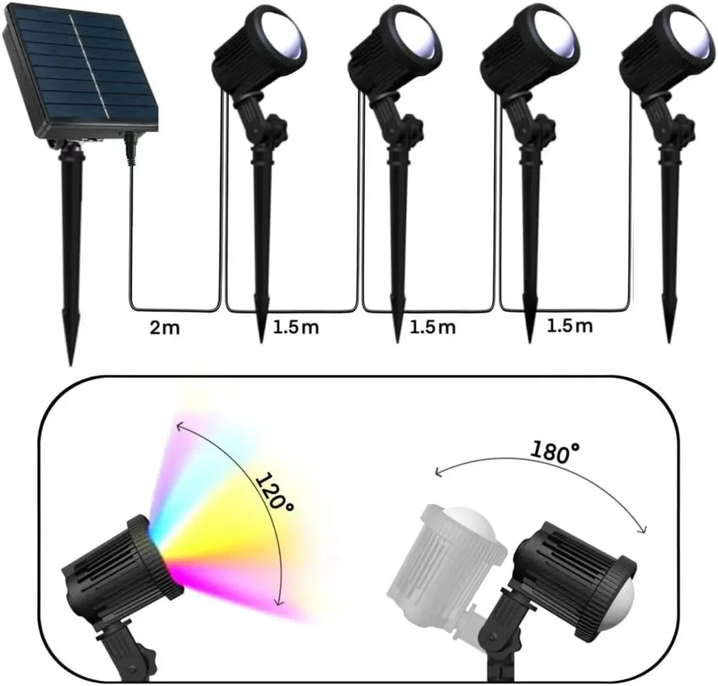 3000K/RGB الشمسية مصباح ليد في الهواء الطلق الأضواء الشمسية الشمسية مصباح حديقة في الهواء الطلق IP65 مقاوم للماء الطاقة الشمسية ضوء الجدار الخفيفة