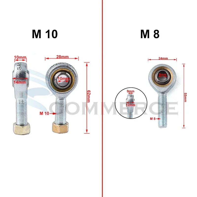 1 Pair 8mm/10mm Steering Tie Rod Ends Ball Joint Male SA T/K POSA Right and Left Hand Ball Joint Metric Threaded Rod End Bearing