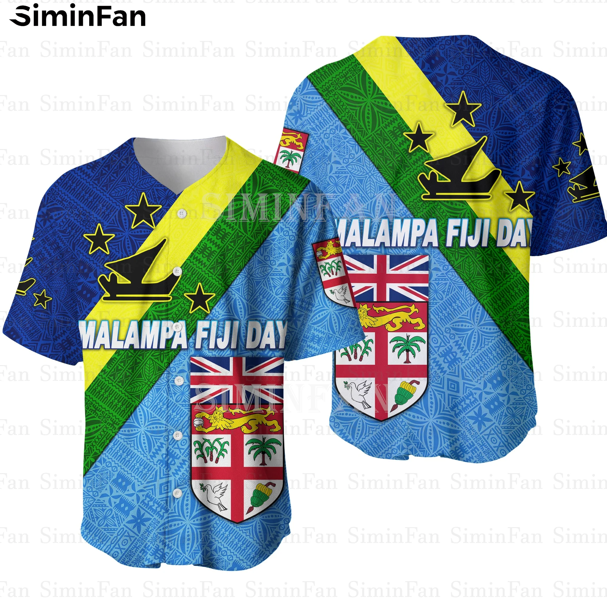 

Vanuatu Malampa Fiji Day 3D Full Printed Baseball Jersey Shirt Men Summer Collarless Camisa Femal Tee Top Unisex Hawaiian Tshirt