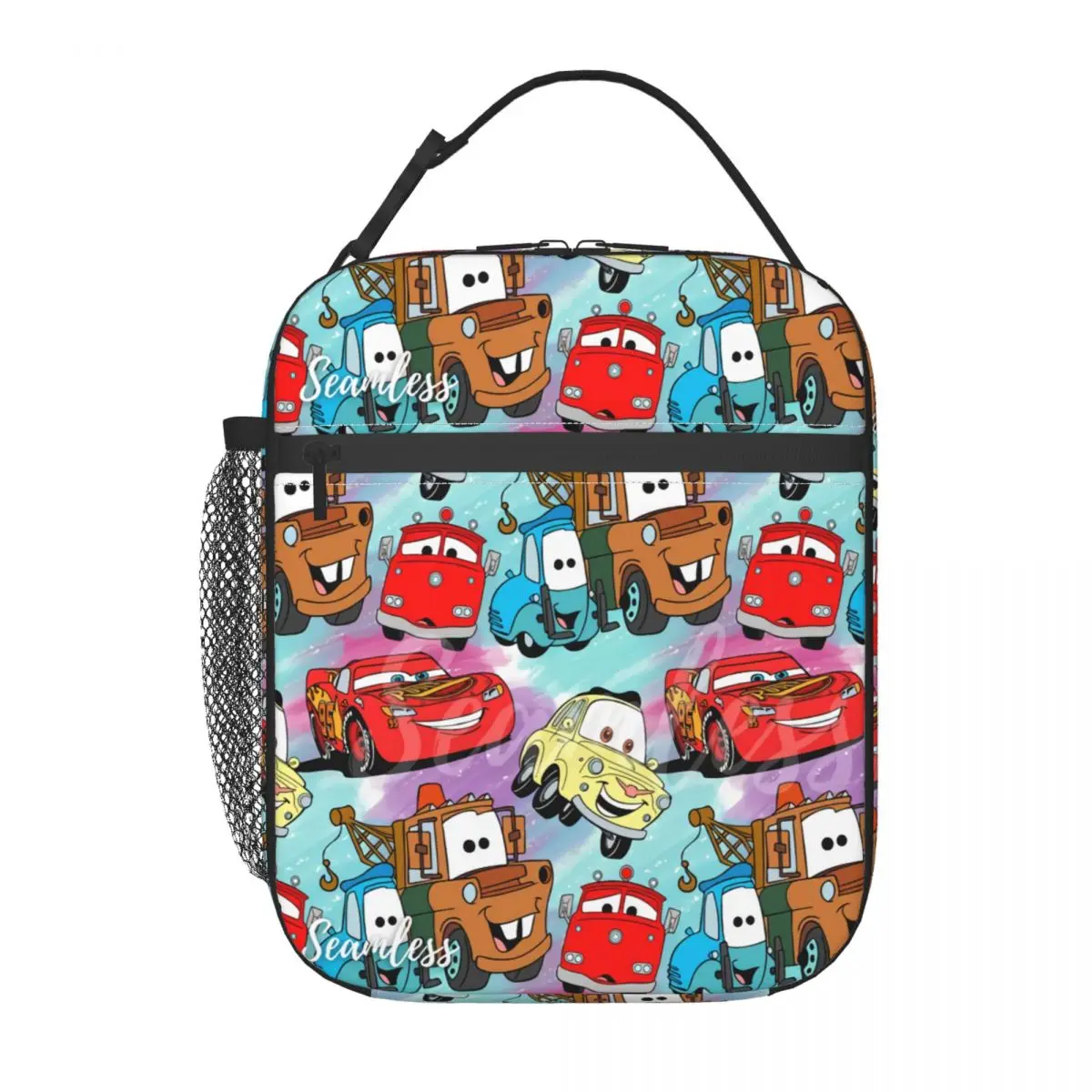 Custom Lightning McQueen Cars Collage Lunch Bag for Women Thermal Cooler Insulated Lunch Box Kids Children Waterproof Tote Bags