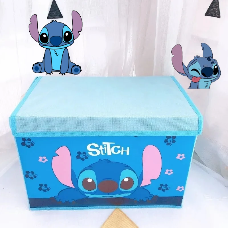 ديزني غرزة أنيمي صندوق تخزين قابل للطي متعدد الوظائف سلة تنظيم مكتب غرفة نوم صندوق تخزين ملابس صندوق تنظيم الطفل