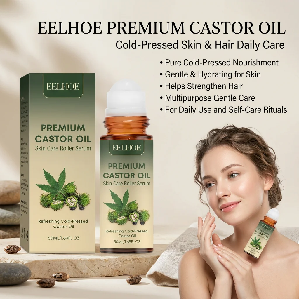 

Premium Castor Oil Moisturizing Strengthen Eyelashes & Eyebrows Nourishing Scalp Refreshing Soothing Body Skin Care Roller Serum