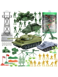 ViiKONDO Army Men Toy Military Playset Green Tan Soldier 150pcs Zipper Bag Special Force Battle Tank Model Fun Wargame Boy Gift