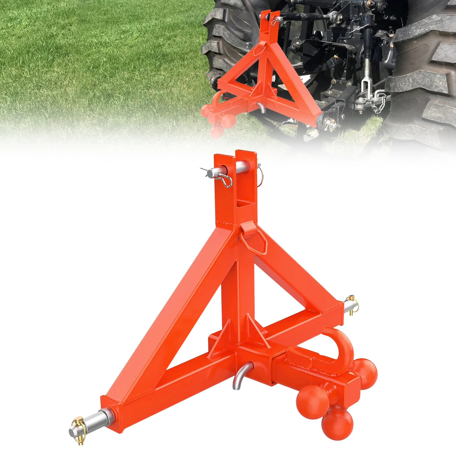 3 Point Hitch Trailer Receiver for Category 1 Tractors, Tractor Quick Hitch with 2