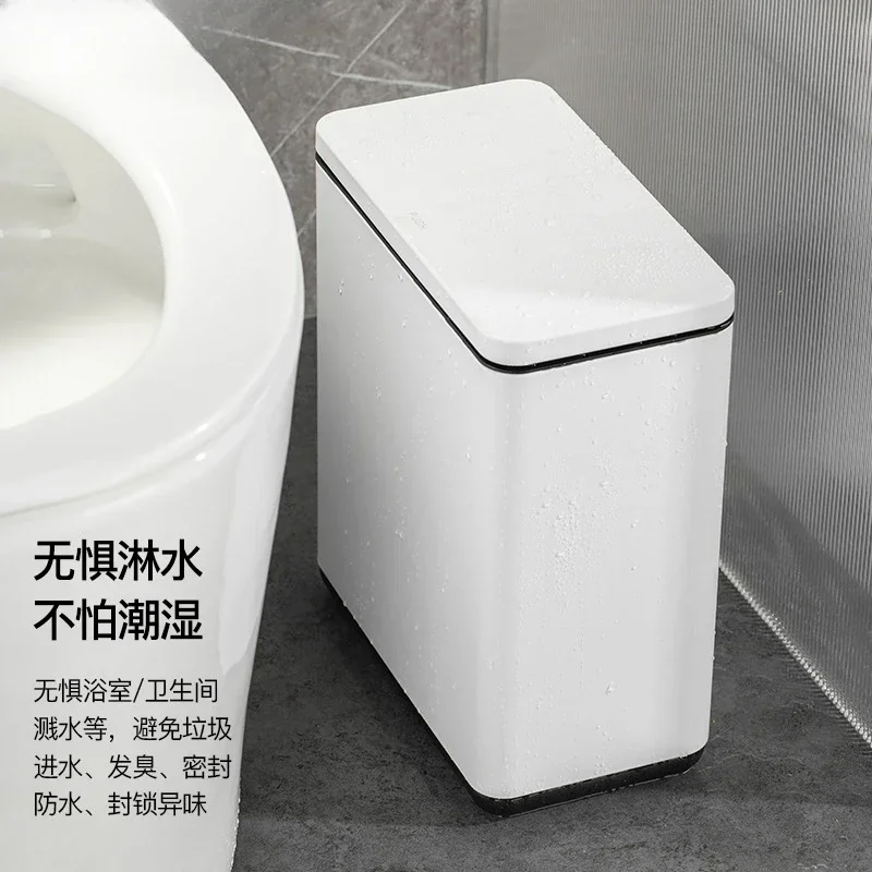 

Sewn Garbage Can Household Japanese-style Living Room Bathroom Sanitary Bucket Press Pop-up Lid Garbage Can