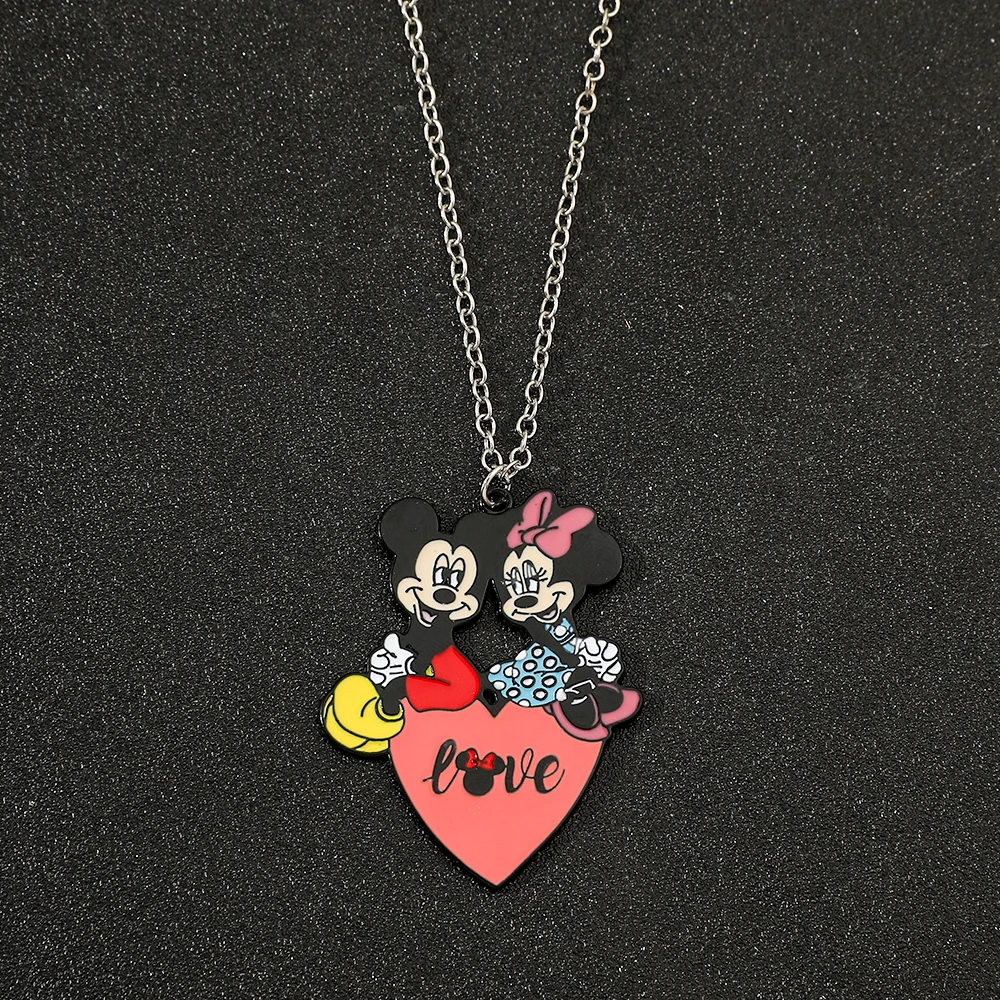 

Disney Cartoon Mickey Mouse Necklaces Fashion Cartoon Figure Minnie Couple DIY Pendant Accessories Mickey Heart Pendant Necklace