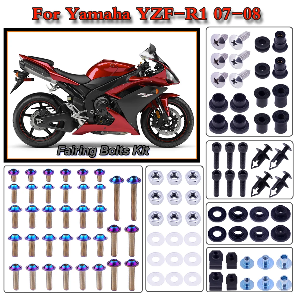 

Для Yamaha YZF-R1 2007-2008 мотоцикла из нержавеющей стали, полный комплект болтов для обтекателя кузова, зажим 2007 2008