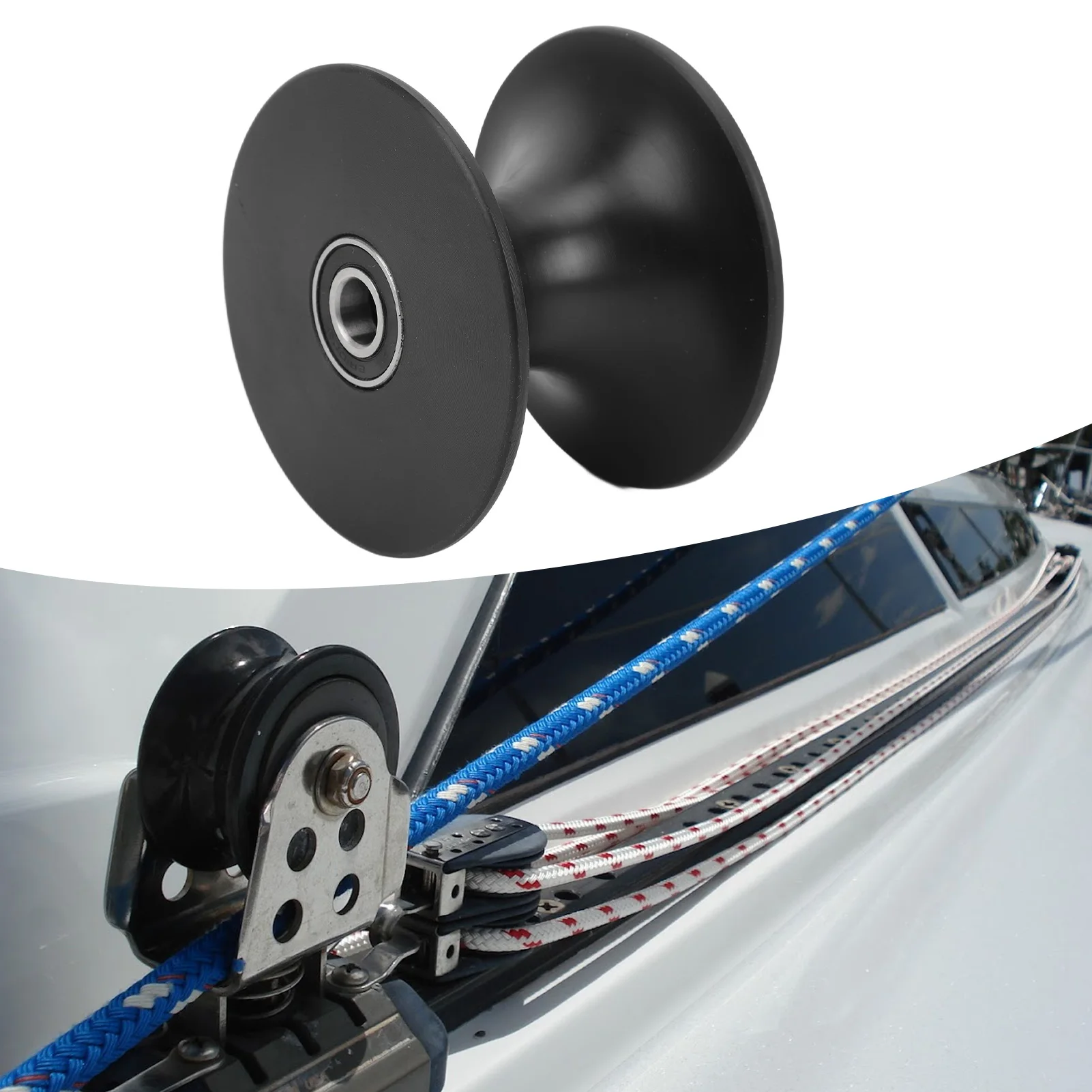 

90 х 64 мм ролик для прицепа для лодок, амортизирующий ролик для прицепа для лодок, пластиковый + металл для прицепов для лодок, яхт, черный