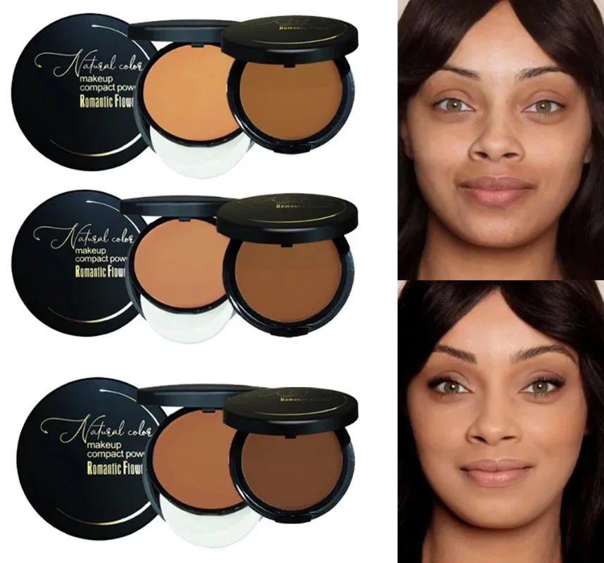 Weizen-Bräunungspuder Matt-Finish Schweißfest Ölkontrolle Dunkle Haut Foundation Concealer Kontur-Palette mit Puderquaste und Spiegel – Detail 2
