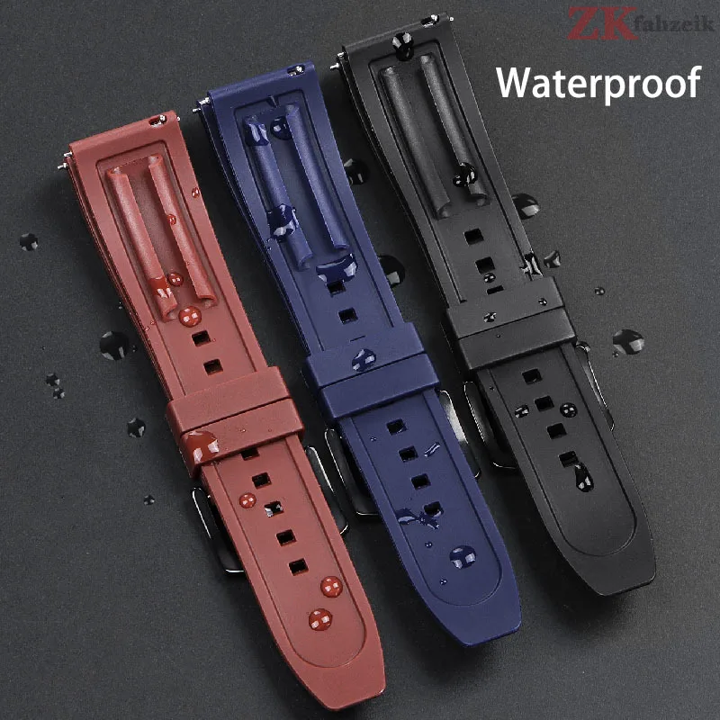 Premium Grade Vulcanized FKM Rubber Watch Strap for Seiko for Rolex 20mm 22mm 24mm Quick Release Watchbands Rubber Strap Tropic