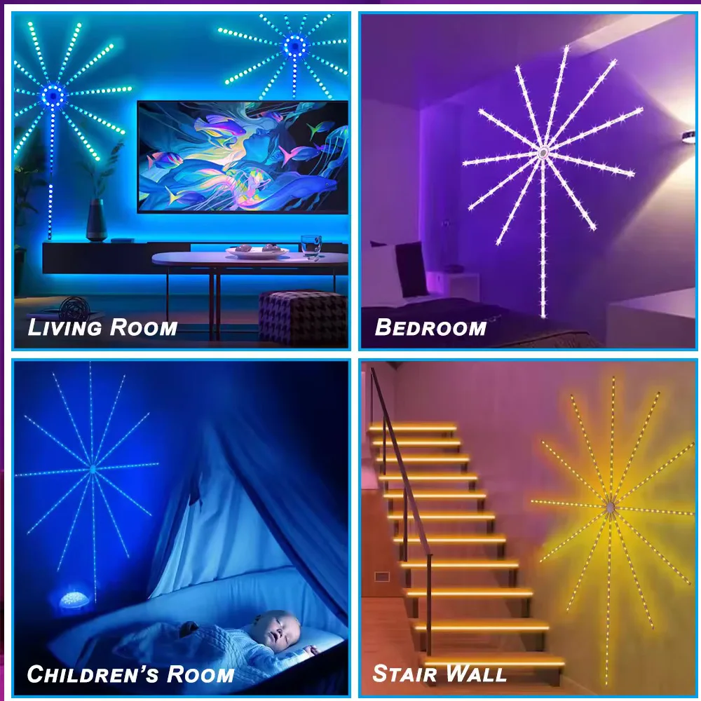 Rgbic Firework LED Strip Light Bluetooth Smart APP Control Neon Strip USB 5V Smart Lamp Sync Music Christmas Party Decoration