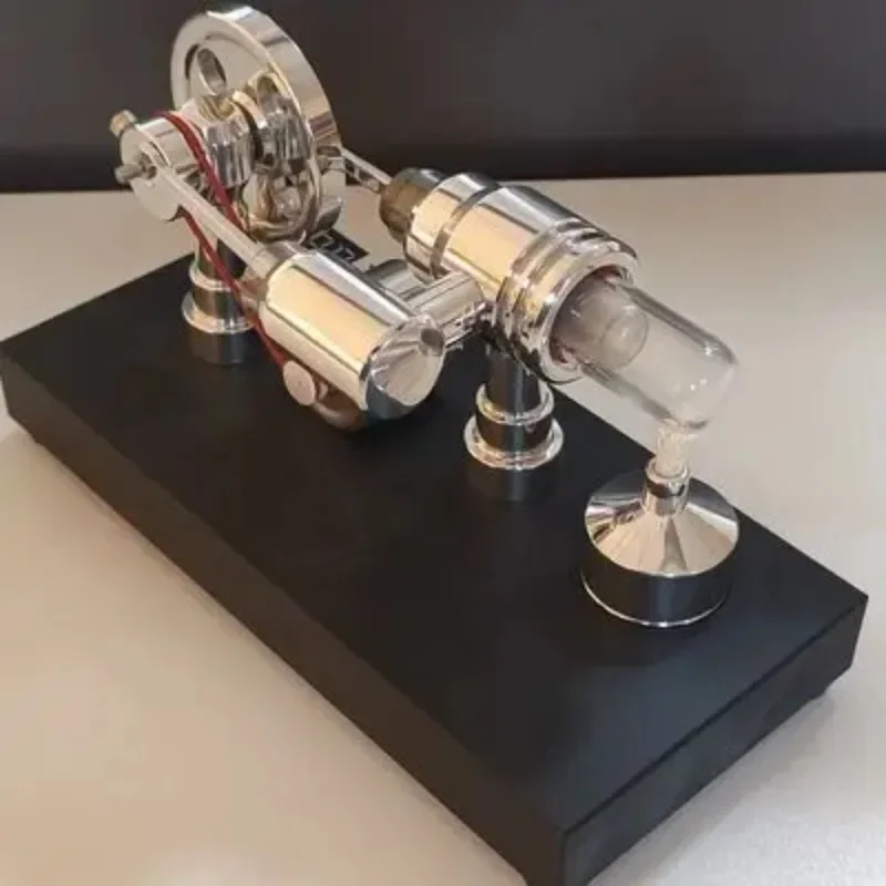 Stirling Engine Power Generation Model with Light Bulb Star Ring Engine Generator DIY Engine with Voltmeter USB Mirror Polishing