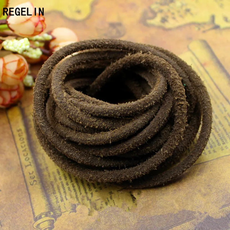 REGELIN Genuine Cow Leather Cord Brown Bracelet Cord 2meters/lot 3/4/5/6/8mm DIY Bracelets Necklace Making Jewelry Accessories