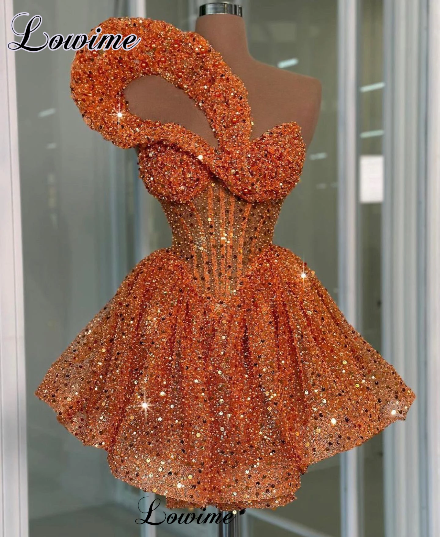 Short Special Orange Prom Dresses For Women Sparkly Cocktail Dresses Sexy Vestidos Para Mujer Birthday Party Dresses Custom