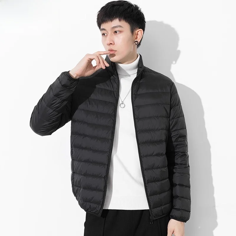 

Lightweight Puffer Jaet Men's ort Sle White Du down Stand Collar Autumn Winter Faionable Casual Warm Zipper Closure