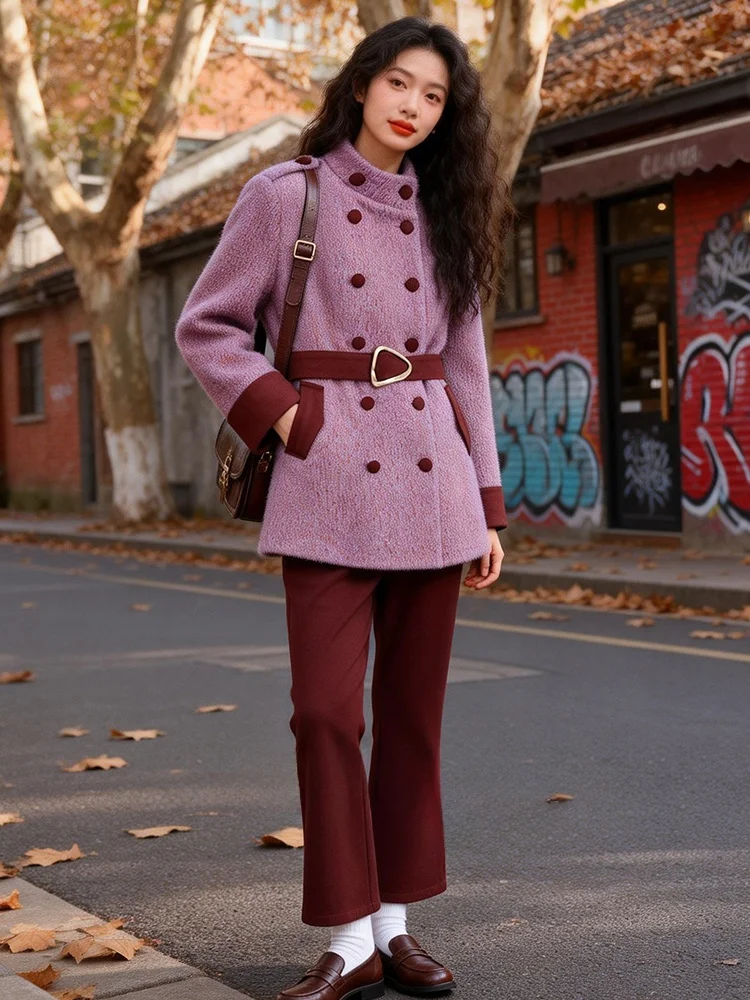 

Модный комплект из смесового хлопка больших размеров: женская одежда весна 2026, утягивающие брюки с широкими штанинами, повседневный стиль