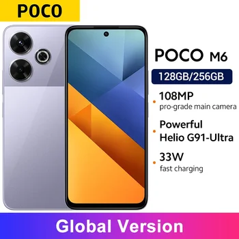 POCO M6 Global Version Smartfon 128GB / 256GB MediaTek Helio G91 Ultra 6.79'' 90Hz Wyświetlacz 33W Szybkie ładowanie 5030mAh 108MP NFC