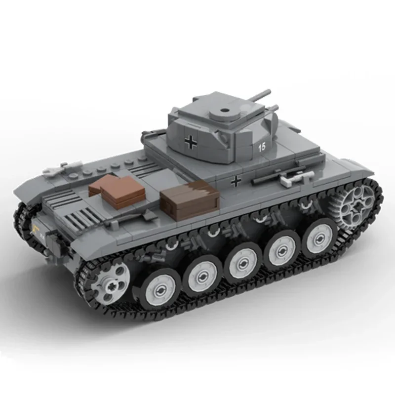 รถทหารรุ่น Moc อาคารอิฐ Panzer II รถถังหุ้มเกราะเทคโนโลยี Modular Blocks ของขวัญของเล่นคริสต์มาส DIY ชุดประกอบ