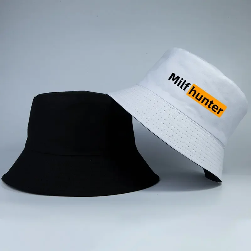 Milf Hunter Fisherman Hats Harajuku Panama Cap Daily Cool Casual Lovely Streetwear Outdoor Vintage Fashion Versatile Bucket Hat