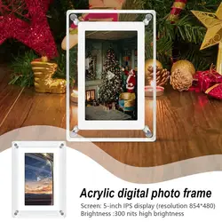 Acrylic Digital Photo Frame Moving Video Picture Frame 5-inch HD 1080P IPS Display Multimedia Video Image Player Home Decoration