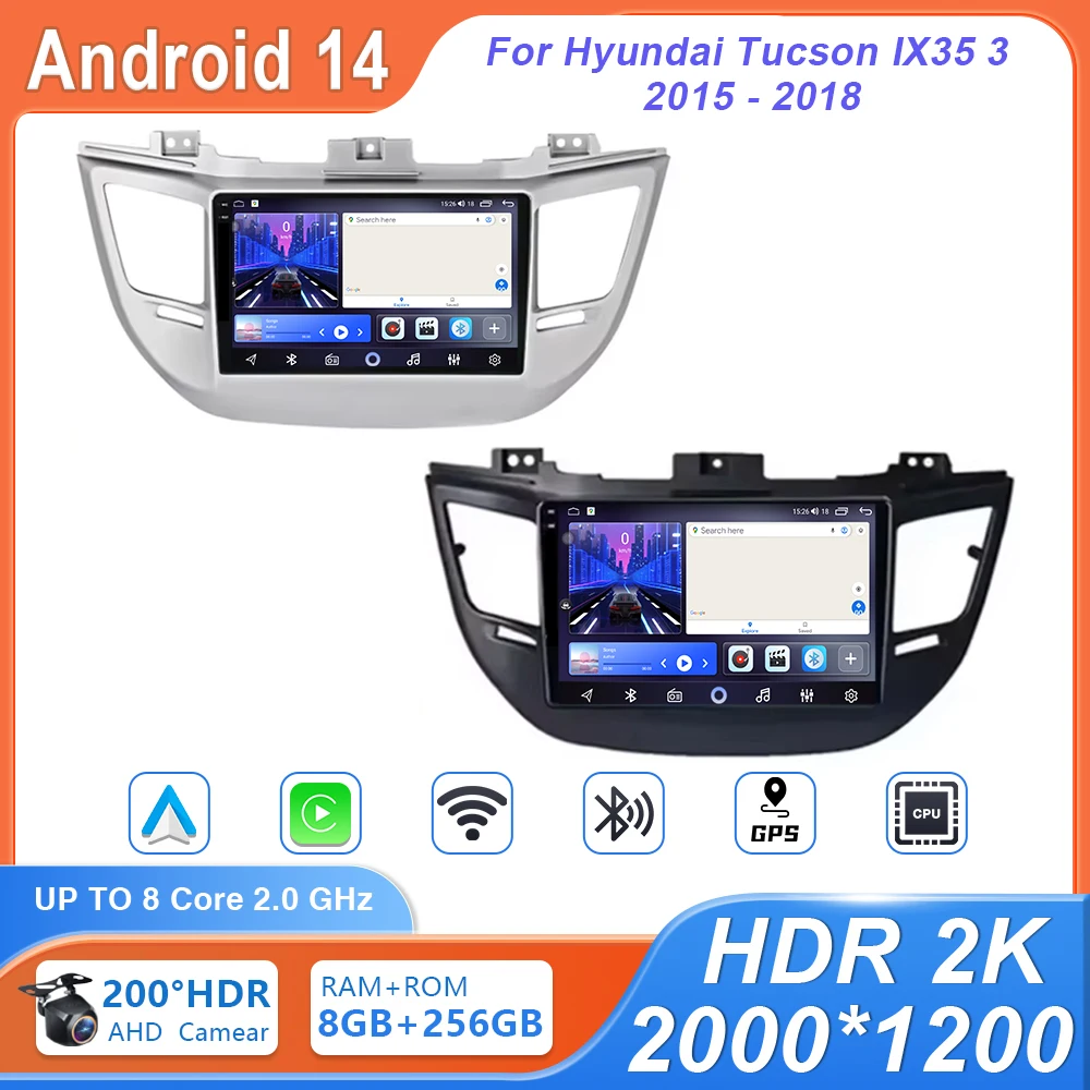 

9" Android 14 Car Radio For Hyundai Tucson IX35 3 2015 2016 2017 2018 Head Unit DSP Multimedia Video Player Navigation GPS WIFI
