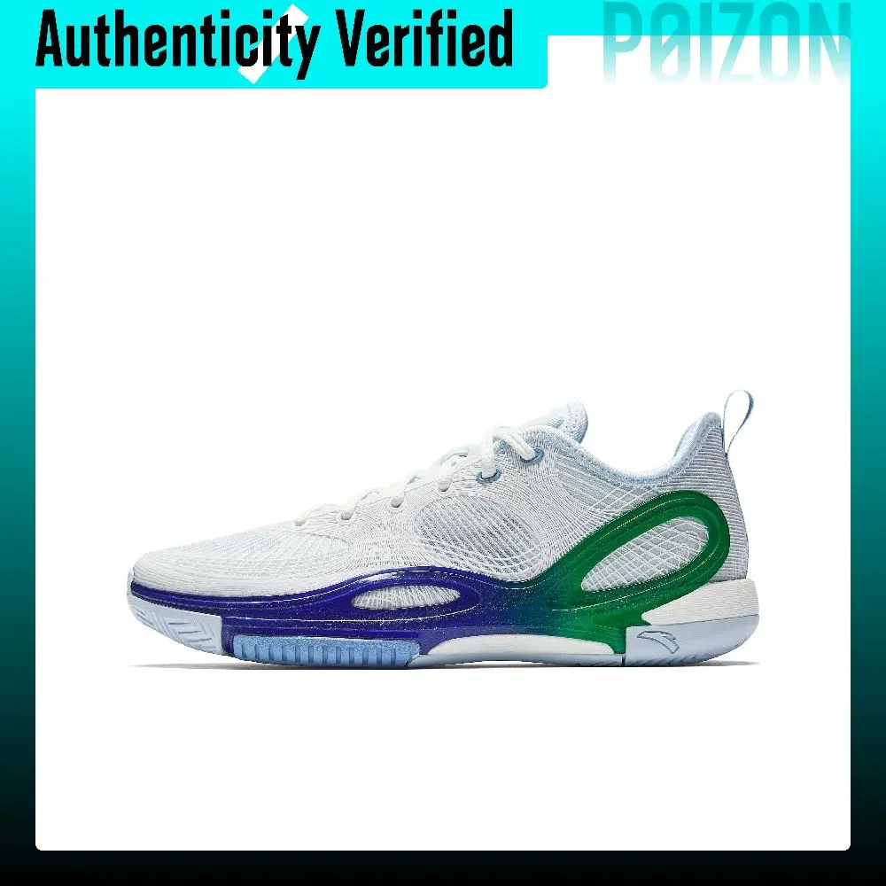 Anta Low top Full Length Nitrogen Technology Basketball Shoes Men's White Blue Green 112521131-5