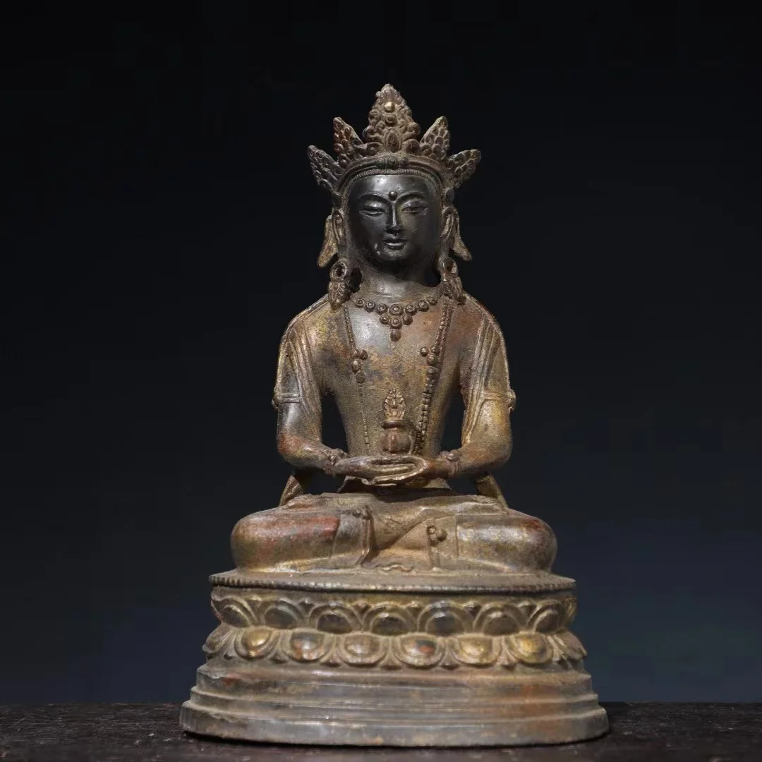Rare  old Handmade copper Queen Mother of the West Buddha statue,Free shipping