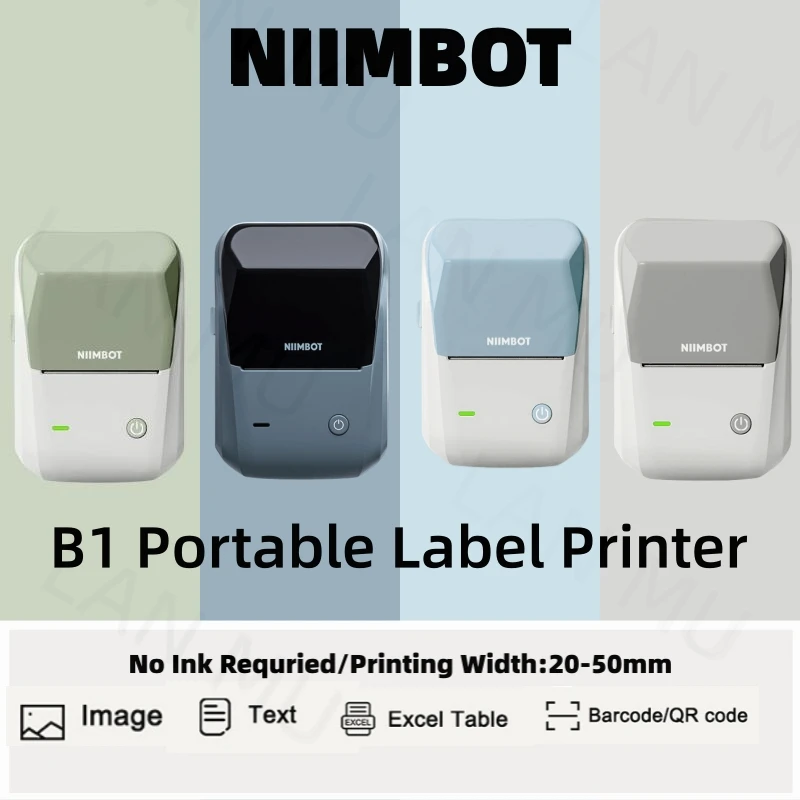 Niimbot B1 Label Printer Gift Roll Portable Handheld Thermal Printer Mini Barcode QR Code Sticker Paper Color Rolls Maker Cable