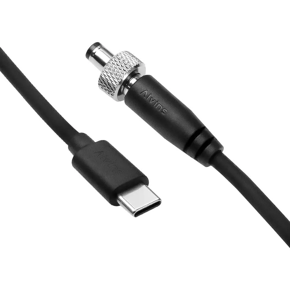 Alvin's Cables PD Type-C to Locking DC 5.5×2.5mm Fast Charging Power Cable for Atomos Ninja V, SmallHD 702 Touch Monitor 1M/39.4
