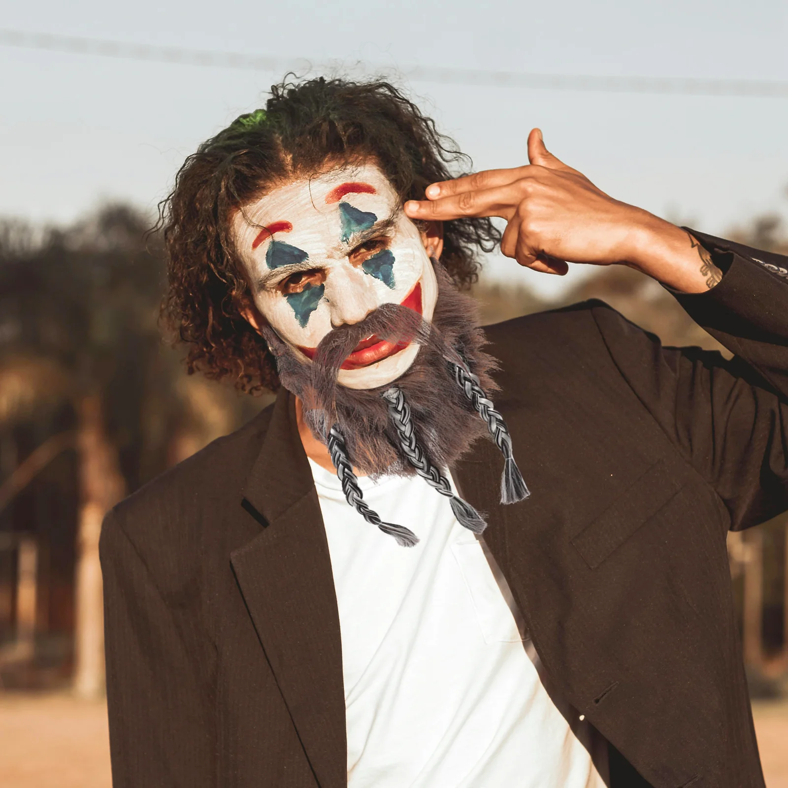 1Set Lichtgewicht Doek Nep Baard Prop Realistisch Cosplay Accessoire voor Halloween Party Kostuum Rollenspel Nep Snor