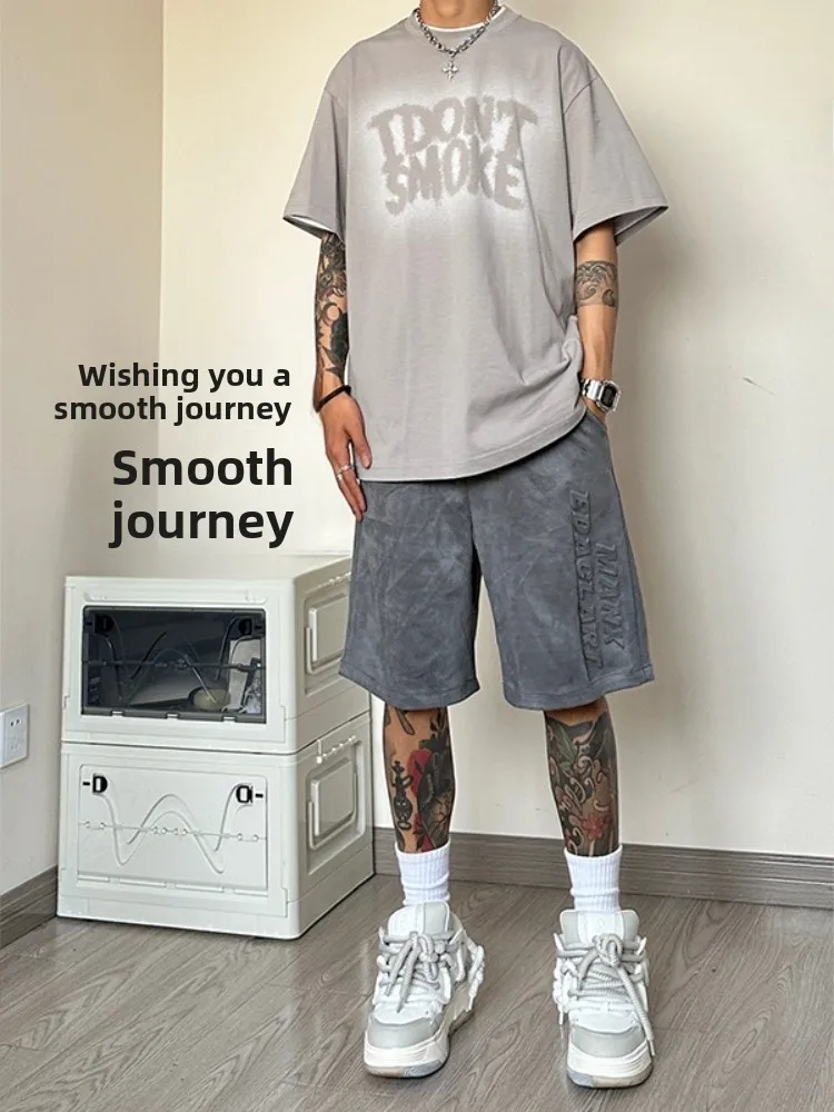 

Мужские летние тонкие повседневные брюки в американском ретро-стиле из замши и вельвета, легкие, спортивные, свободного кроя, дышащие, прямые штаны