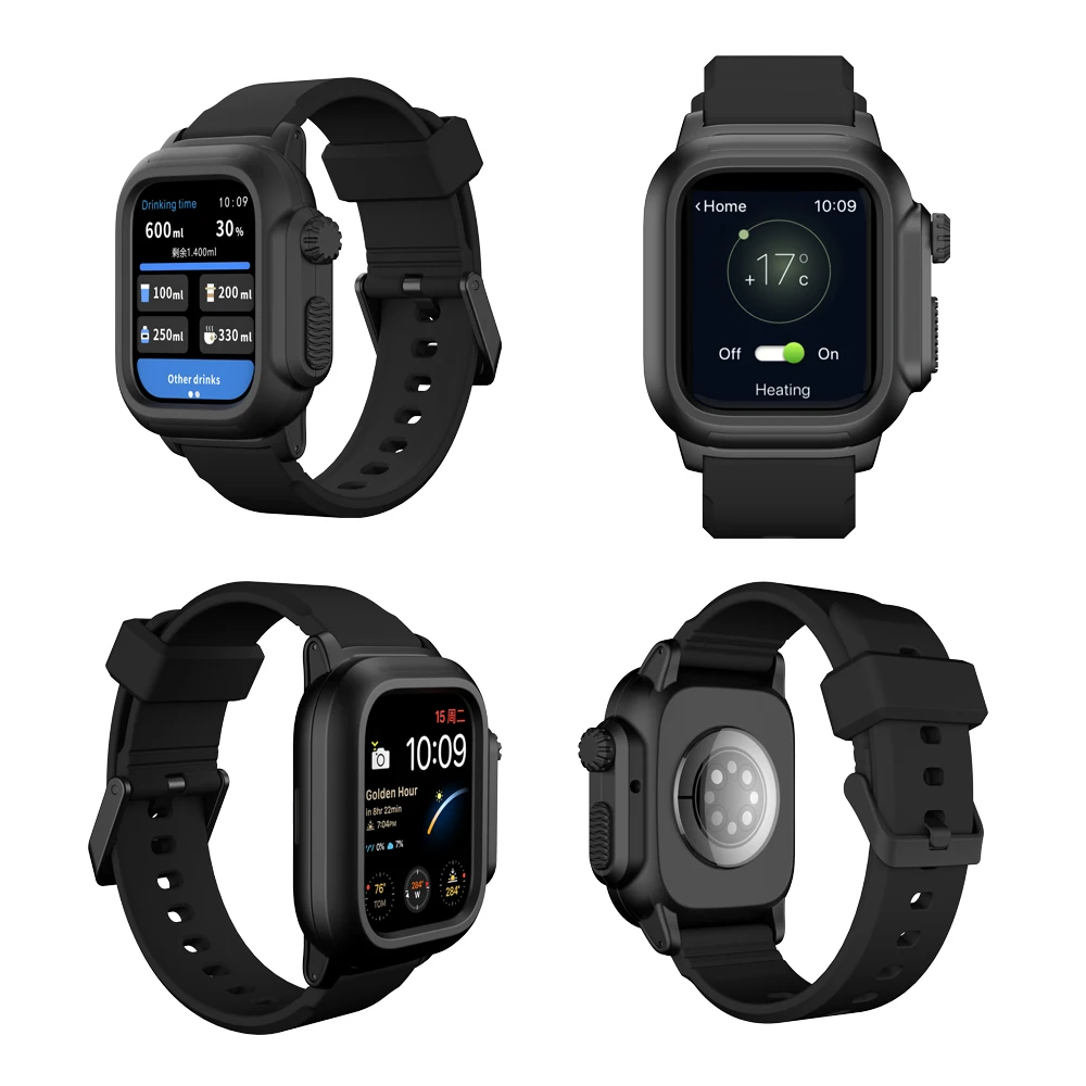 Waterproof Shell for Apple Watch 45mm 44mm 40mm 42mm Integrated Wristband Sport Bracelet for iWatch Series 9 8 7 6 5 4 3 SE Case