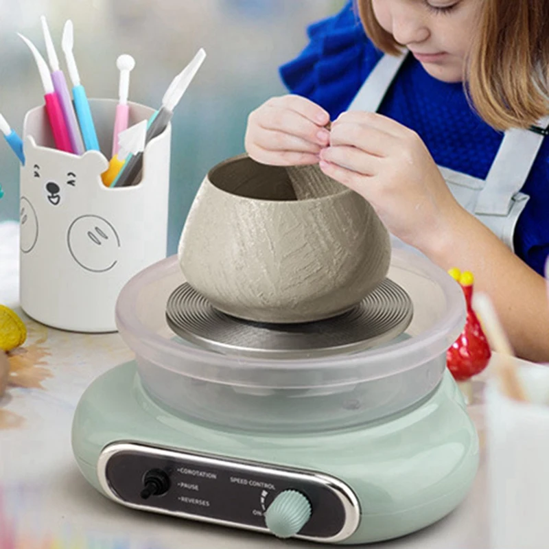 Mini Electric Pottery Wheel Kit Pottery Clay Art Turntable Detachable Cleaning For Home DIY Ceramic Work US Plug