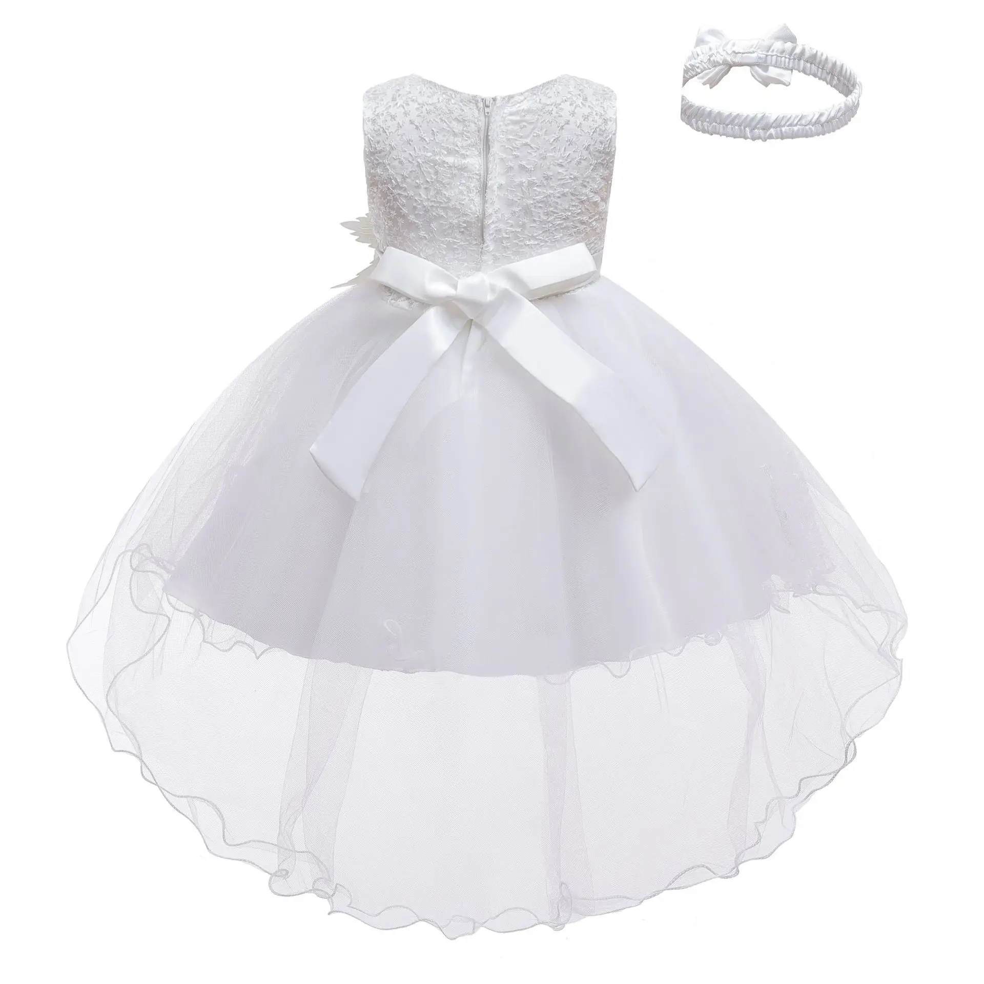 Baby Toddler Lace Princess Dress Girls First Baptism Elegant Embroidery Wedding Party Flowers Bridesmaid Dresses Up For 0-2Y