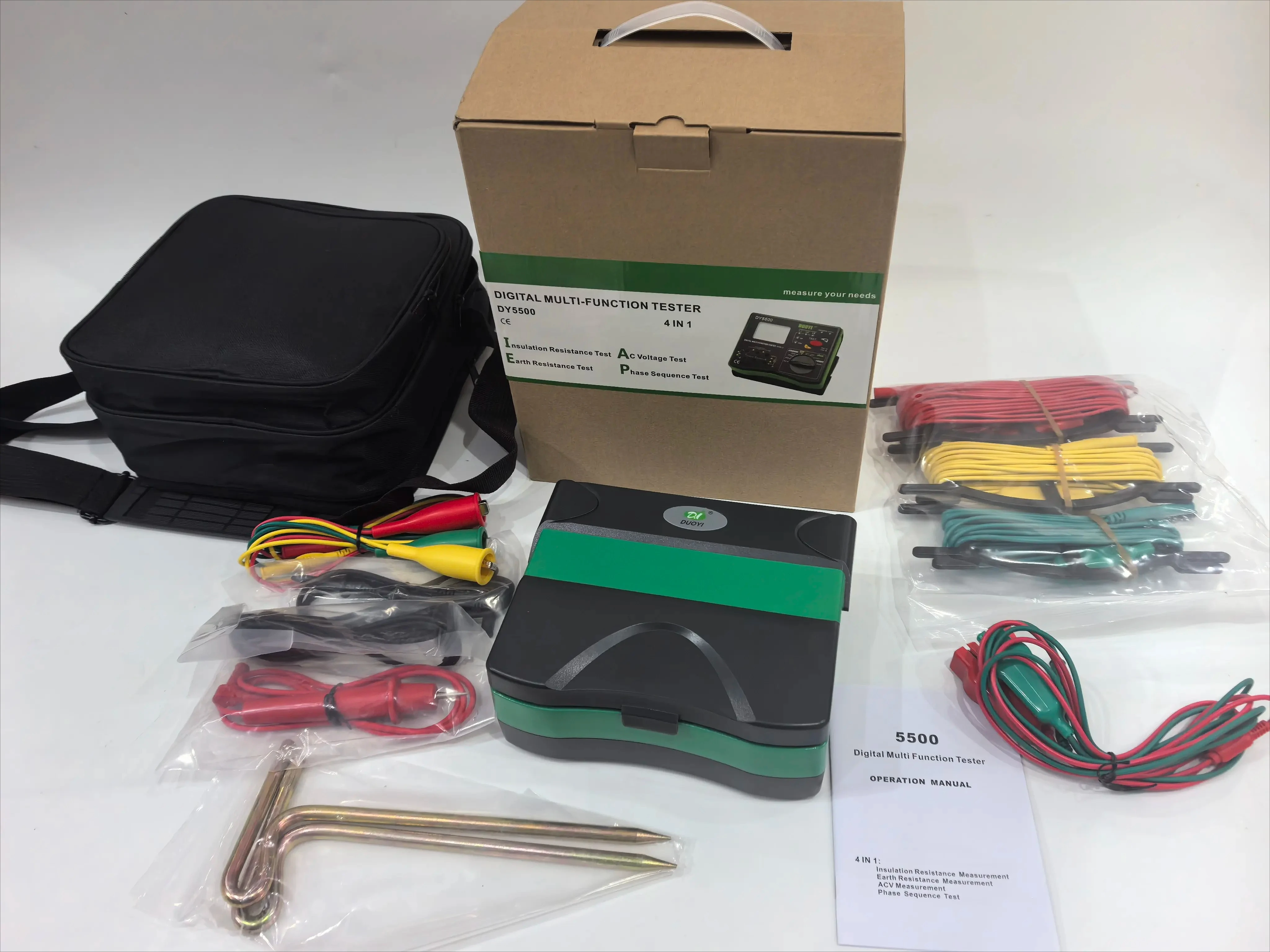 DY5500 4 in 1 Digital Multi-Function Tester Insulation Earth Resistance Tester 1000V Megohmmeter AC 600V Phase Sequence Checker