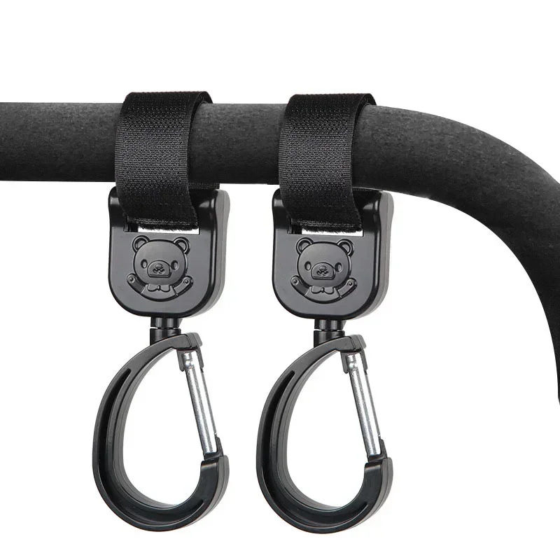 

360 Degree Cart Organizer Storage Bag Hanger Universal Outdoor Stroller Accessories Baby Pram Hooks Rotate Hanging Bag