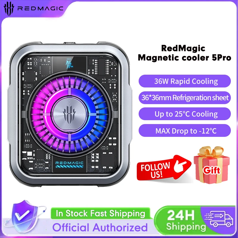 RedMagic Magnet Cooler 4pro 5Pro Smart FunCooler 4 RGB LED 36W VC Liquid Cooling For RedMagic Xiaomi Iphone Ipad