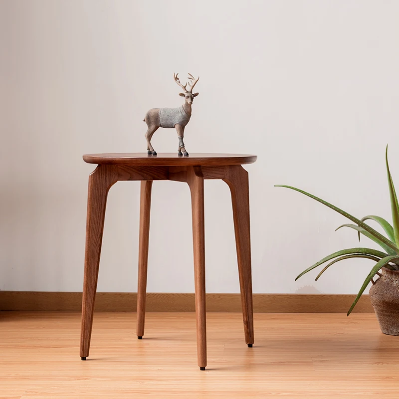 ‌Scandinavian End Tables, Solid Wood Living Room Accent, Lagom Style Nightstand, Space-Optimizing Balcony Console