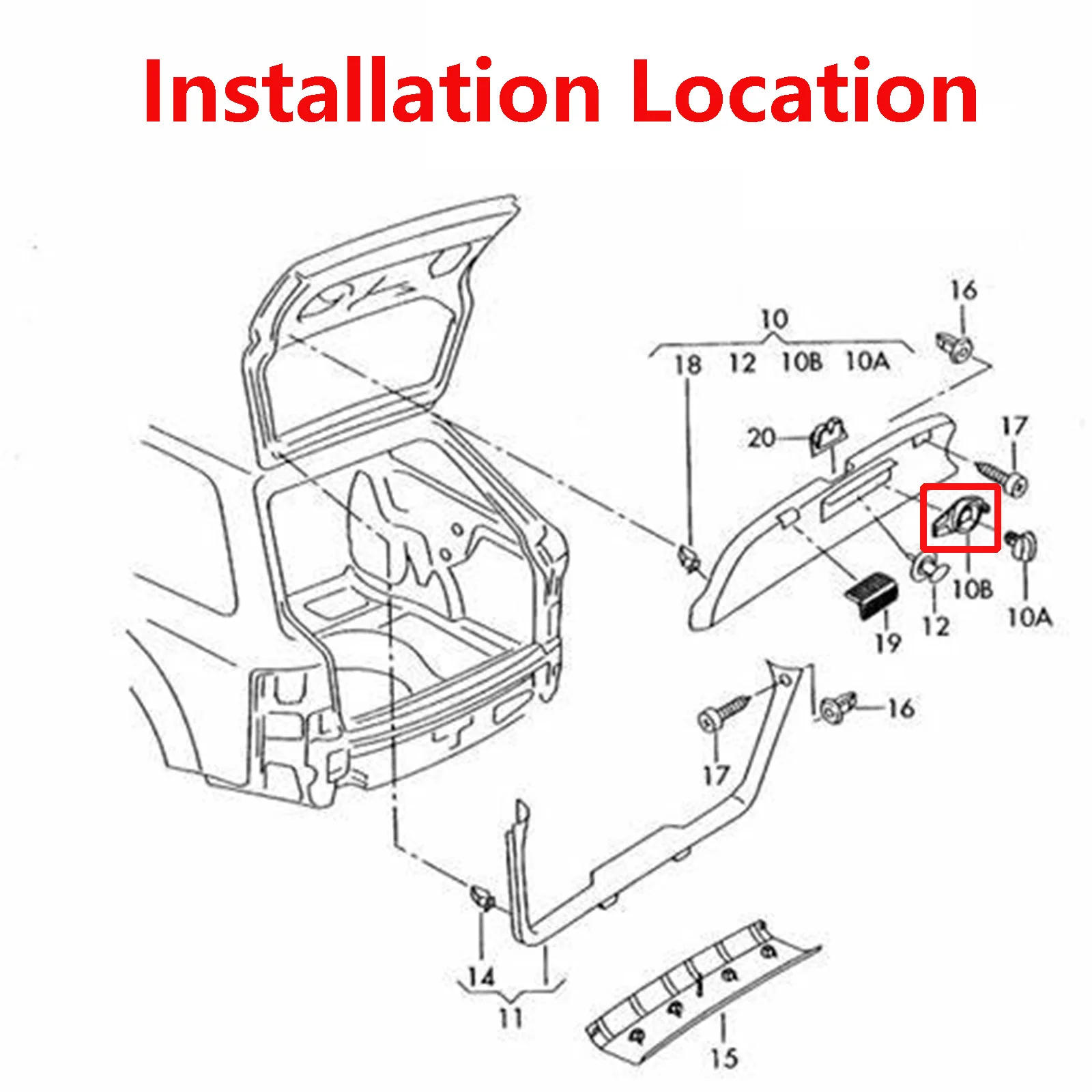 1X For AUDI A4 A6 Avant B6 C5 Warning Triangle Compartment Case Lock Rear Trunk Safety Lock Auto Luggage Retainer Clip 4B9867899