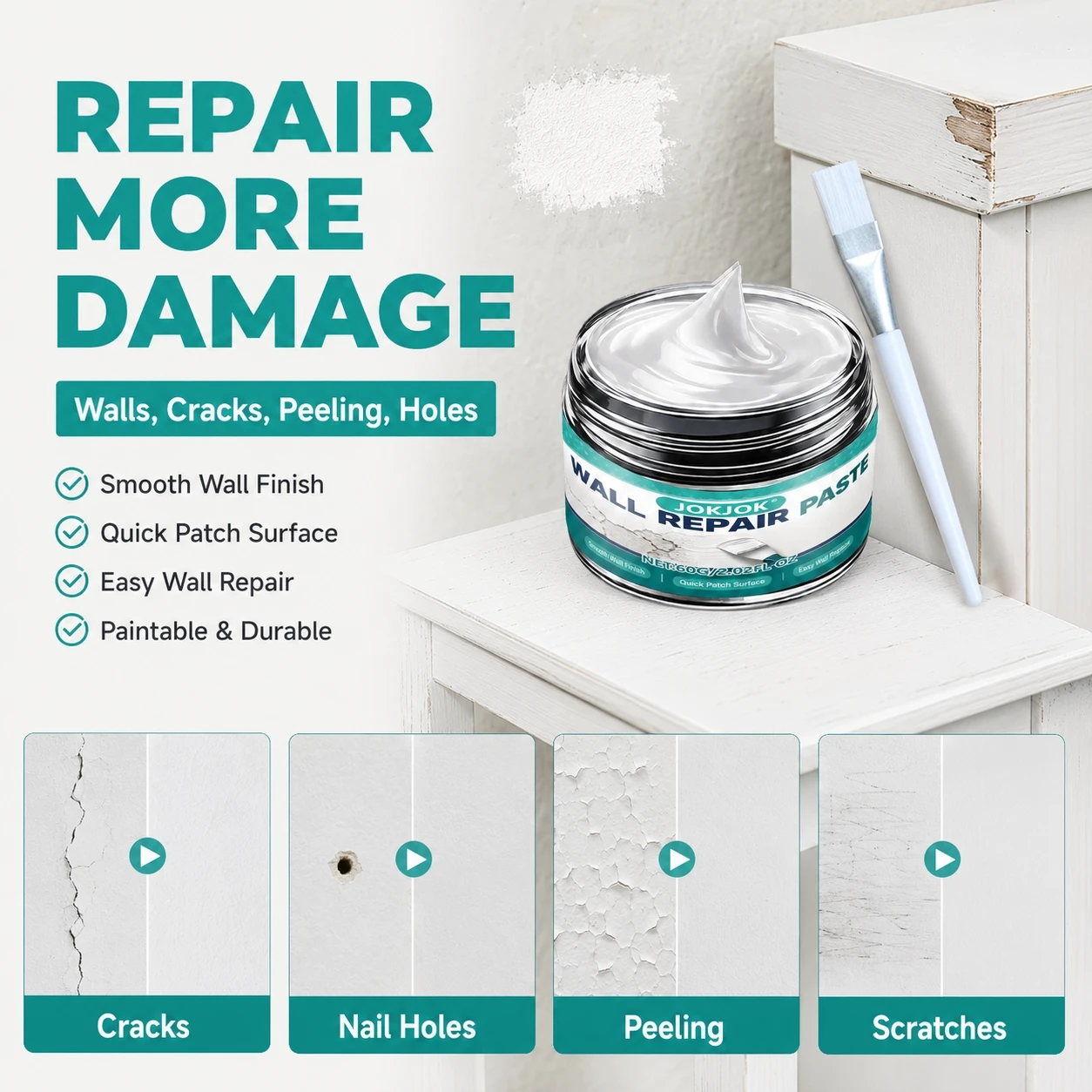 Drywall Repair Paste Hole Repair Patch Kits Wall Spackle Repair Paste Plaster Dent Repair and Wood Scratch Repair Putty