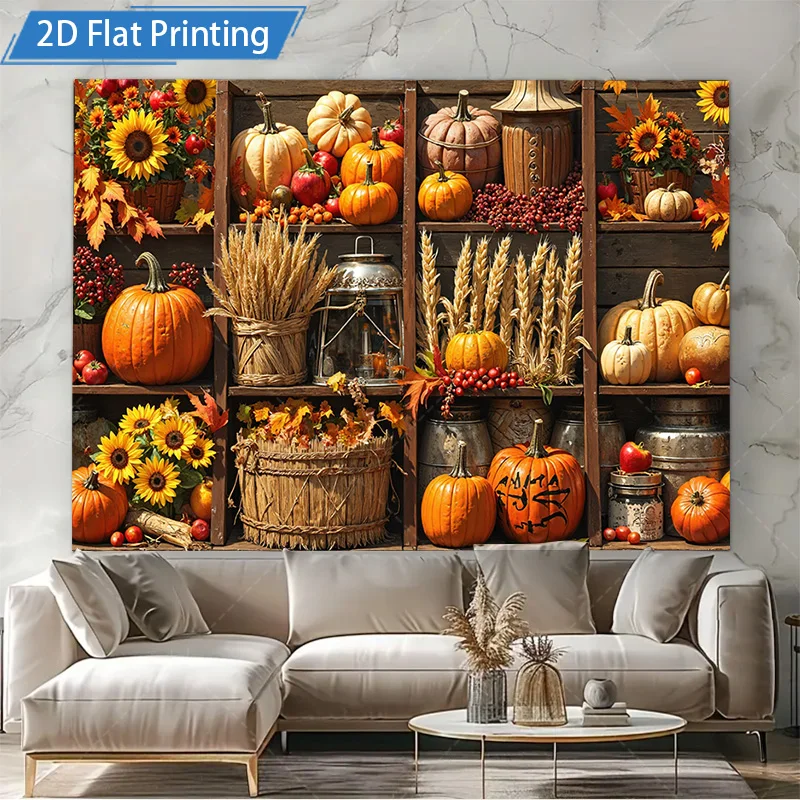 [2D شقة] 1 قطعة 4x16 بوصة علامة معدنية الخريف الحصاد جدار الفن اليقطين القمح عباد الشمس ريفي مزرعة ديكور الحديد تسجيل 2D طباعة مسطحة
